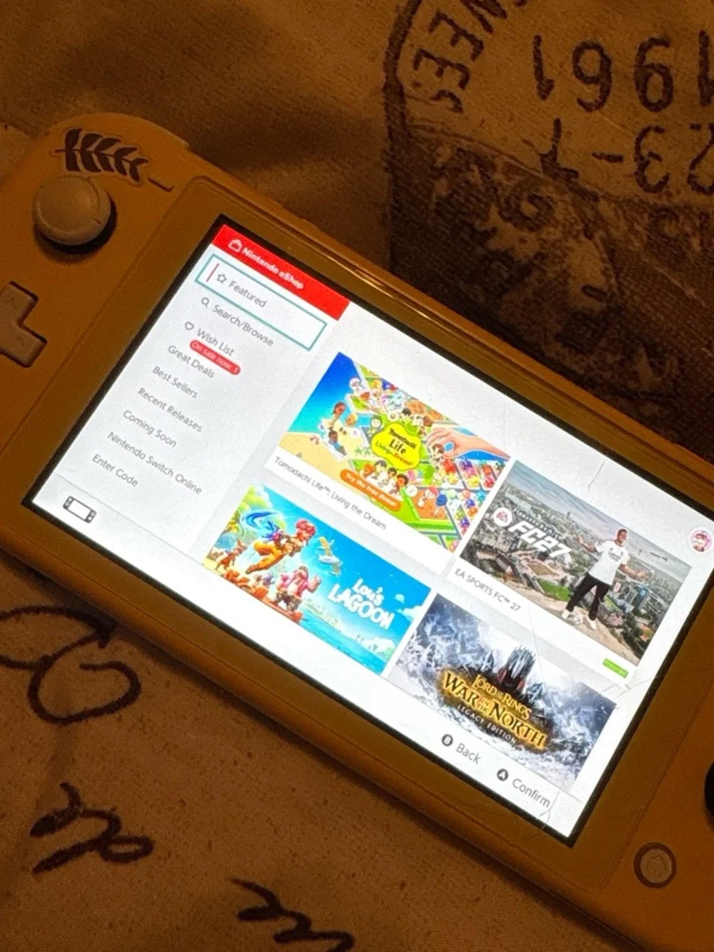 Nintendo Handheld Console - Yellow Switch Lite Style